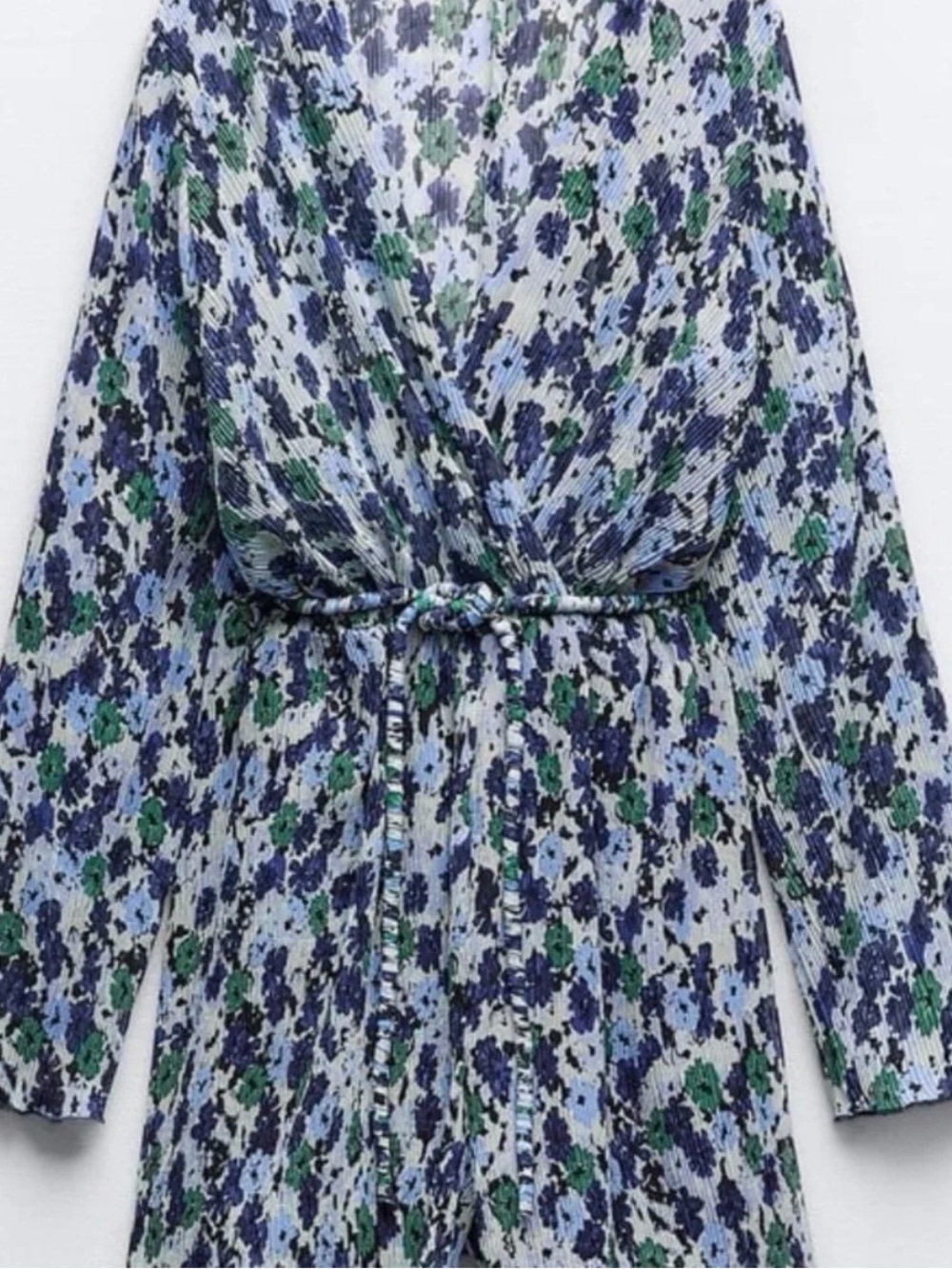 Zara Blue Green Floral Long-Sleeve Romper - Picture 4 of 5